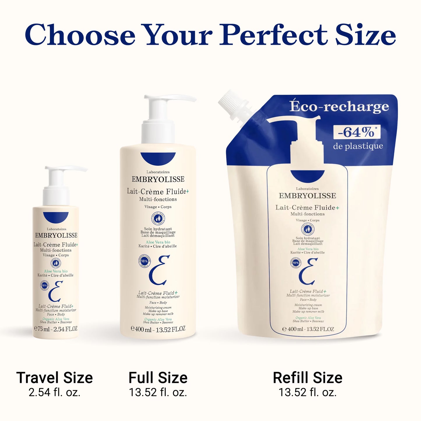 Lait-Crème Fluid+ Face and Body Moisturizer, 2.54 Fl Oz