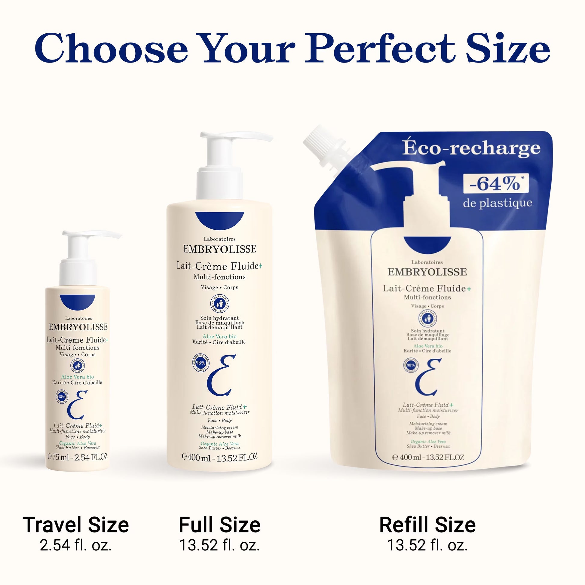 Lait-Crème Fluid+ Face and Body Moisturizer, 2.54 Fl Oz