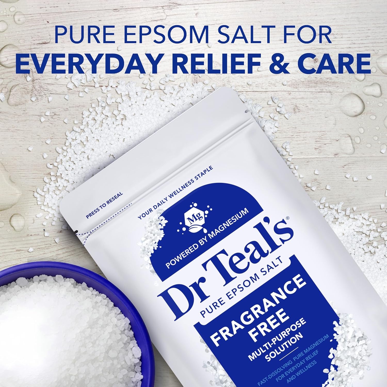 Epsom Salt Magnesium Soak, Fragrance Free, 4 Lbs