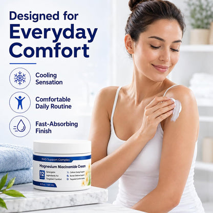 2-Pack Magnesium Niacinamide Relief Cream -Fast Acting Cooling Formula, 12 Ingredients for Muscles, Joints, Neck, Low Back, Knee, Foot, Fast Absorbing, Non-Greasy Formula, 4 Oz (2)