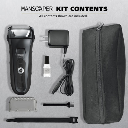 Manscaper Shaver, Lithium Ion Rechargeable, Waterproof Wet/Dry Flex Hypoallergenic Foils, for Men, 7074