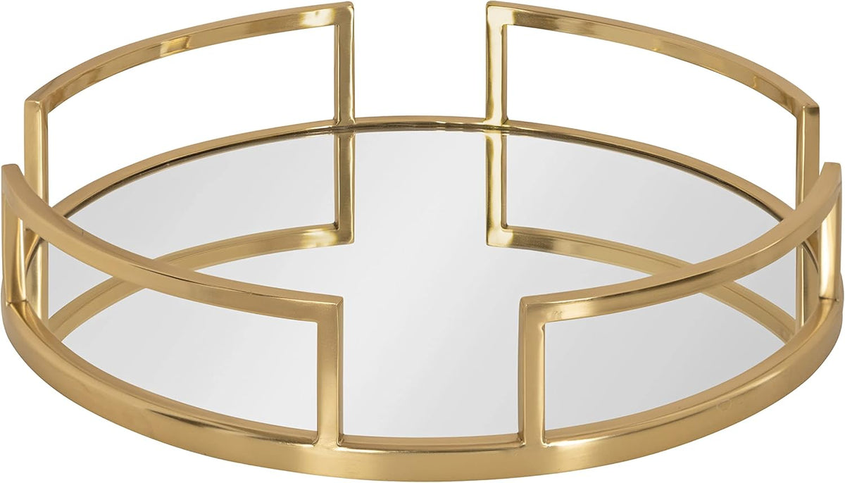 Gohana Modern Mirrored Tray; 16 Inch Diameter; Gold; Decorative round Mirror Tray for Storage and Display