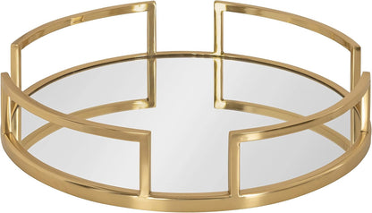Gohana Modern Mirrored Tray; 16 Inch Diameter; Gold; Decorative round Mirror Tray for Storage and Display