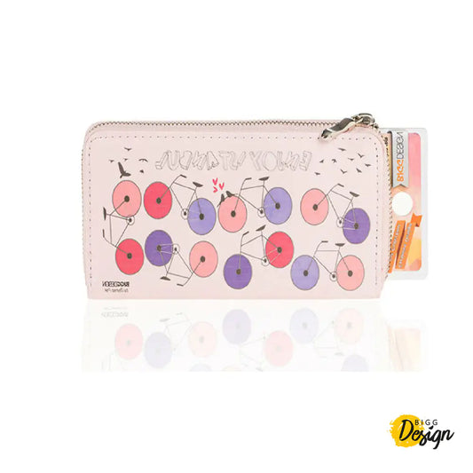 BiggDesign Bicycle Patterned Pink Wallet - Zayd’s Department Store