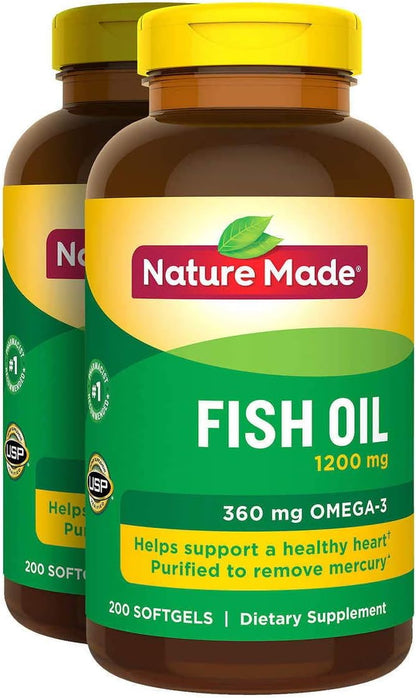 2 X 200Pk  Fish Oil 1200 Mg Softgels Omega 3