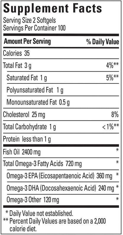 2 X 200Pk  Fish Oil 1200 Mg Softgels Omega 3