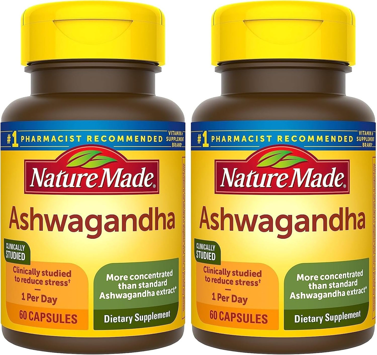 Ashwagandha Capsules 125Mg for Stress Support, 60 Capsules, 60 Day Supply (Pack of 2)
