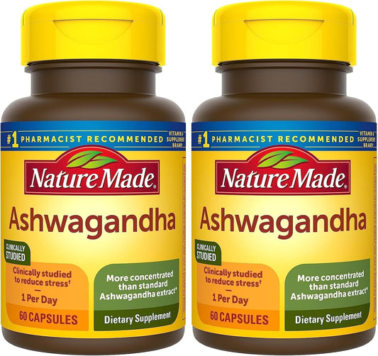 Ashwagandha Capsules 125Mg for Stress Support, 60 Capsules, 60 Day Supply (Pack of 2)