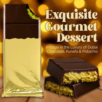 Dubai Pistachio Kunafa Bars, Indulgent Dark Chocolate, 3.5 Oz