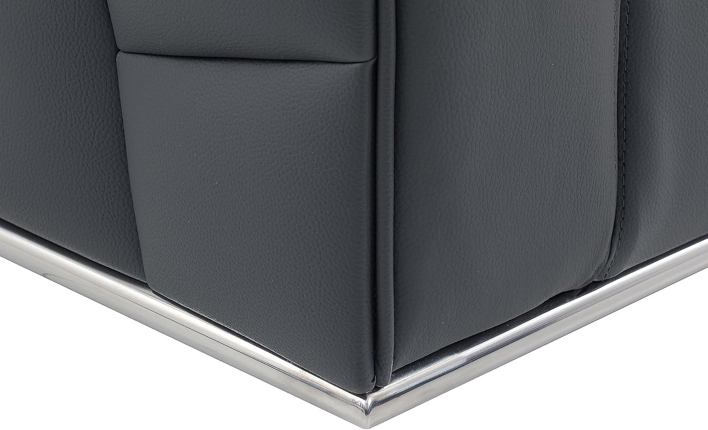 Surton Top Grain Italian Leather Sectional Sofa for Living Room and Home Office, Modern Luxury L-Shaped Couch, Right Arm Facing, 117" W, Dark Gray