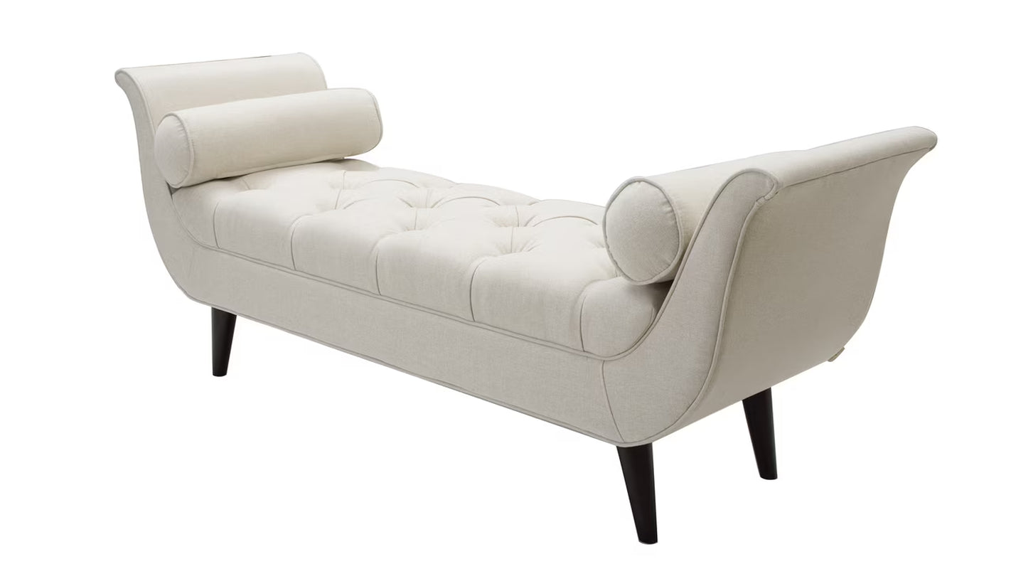 Alma Tufted Flare Arm Entryway Bench, Sky Neutral
