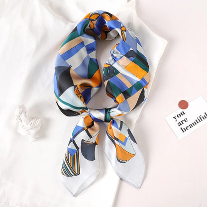 Luxury Brand 2022 Silk Square Scarf Women Cat Neck Hair Tie Band Beach Hijab Kerchief Head Headbands Bandana Female Foulard 70Cm