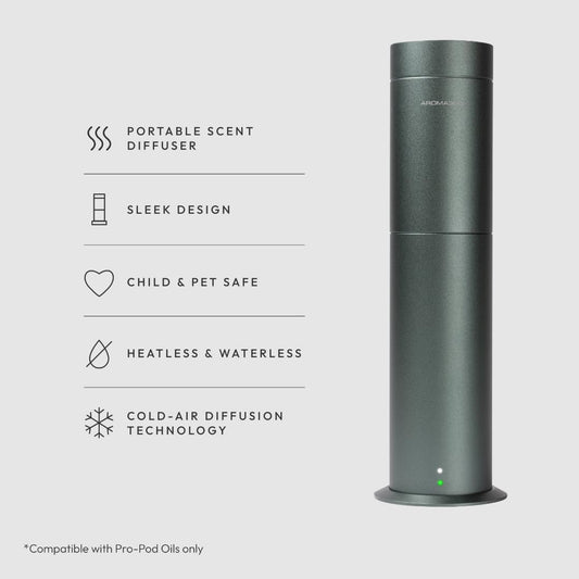Aroma360-Mini Pro Scent Diffuser-Aroma Diffuser for Essential Oils-Cold-Air Diffusion-600Sq.Ft. Coverage-Waterless Air Diffuser-Green-Works Exclusively with Pro Pod Bottles