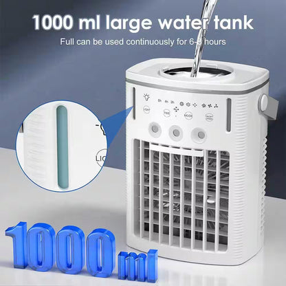 Portable Air Conditioner, 4-In-1 Portable Air Cooling Fan W/ 1000Ml Tank, 3 Speeds, Remote, 2 - 8H Timer, 7, No Heat