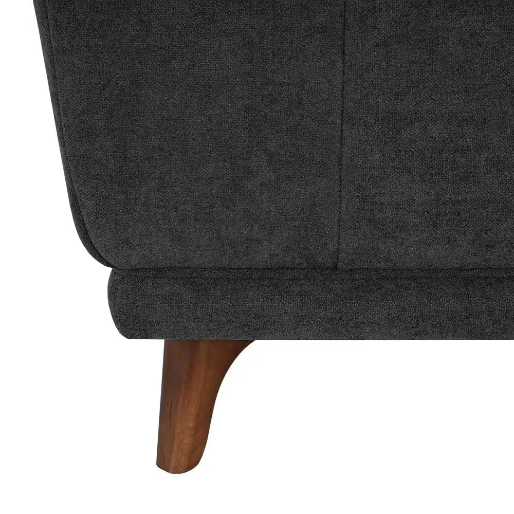 Ansel Mid-Century Modern Charcoal Grey Chenille Upholstered Square Tufted Accent Ottoman