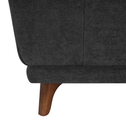 Ansel Mid-Century Modern Charcoal Grey Chenille Upholstered Square Tufted Accent Ottoman