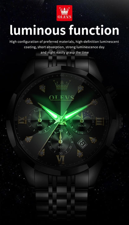 Watches for Men Luxury Diamond Casual Large Dial Watches Stainless Steel Waterproof Business Dress Analog Luminous Date Mens Watches