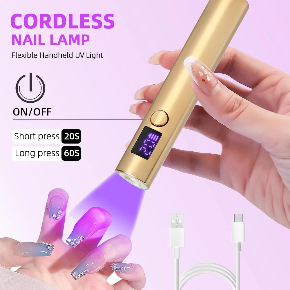 Portable Quick Dry Nail Dryer Machine Mini UV LED Nail Lamp for Home Salon Tools Professional Nail Phototherapy Flashlight Pen