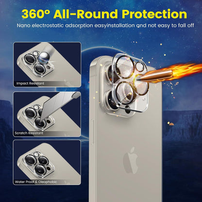 4X for Iphone 17 16 15 14 13 12 11 Pro Max Tempered Glass Camera Lens Protectors