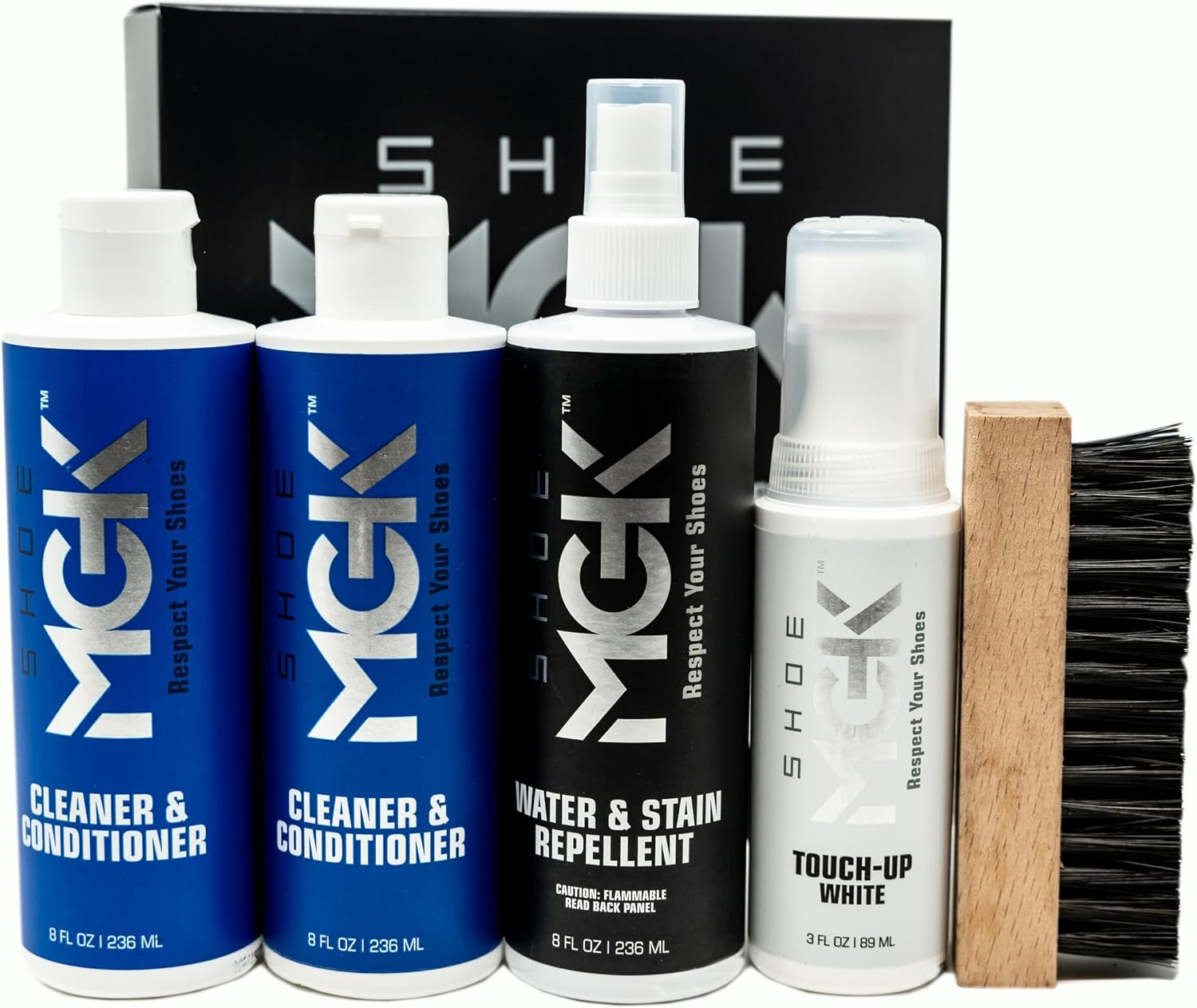 MVP Shoe Cleaner Kit Shoe Cleaner & Conditioner, Water & Stain Repellent, White Touch up & Brush