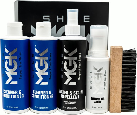 MVP Shoe Cleaner Kit Shoe Cleaner & Conditioner, Water & Stain Repellent, White Touch up & Brush