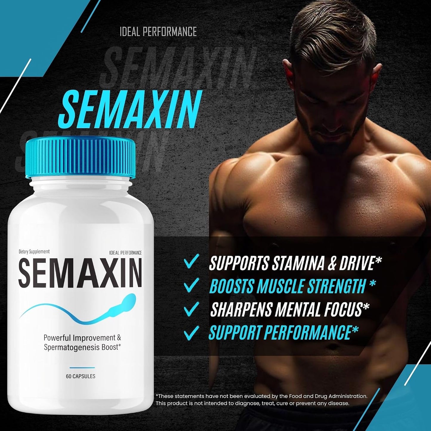 Semaxin Capsules, Official Semaxin Supplement Pills, Overall Health and Wellness Reviews (60 Capsules)