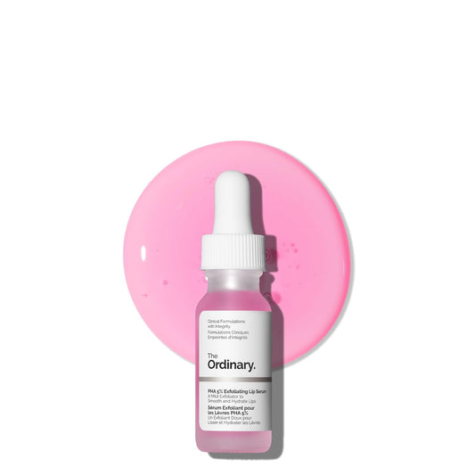 The Ordinary PHA 5% Exfoliating Lip Serum, Hydrating Overnight Lip Exfoliator Treatment, 0.5 Fl Oz