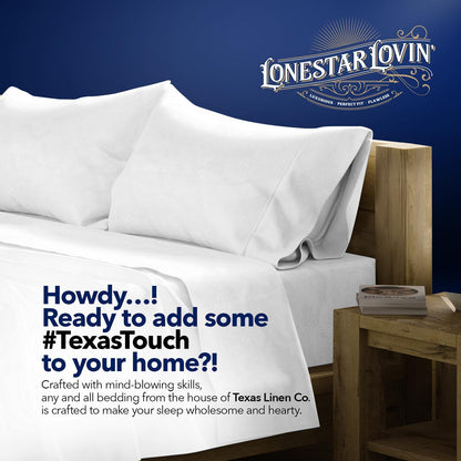 100% Egyptian Cotton Standard/Queen Size Pillow Cases Set of 2-1000 Series Lonestar Lovin' Pillow Cover (White), Soft, & Cooling Pillowcases Set of 2 for Standard/Queen Pillows