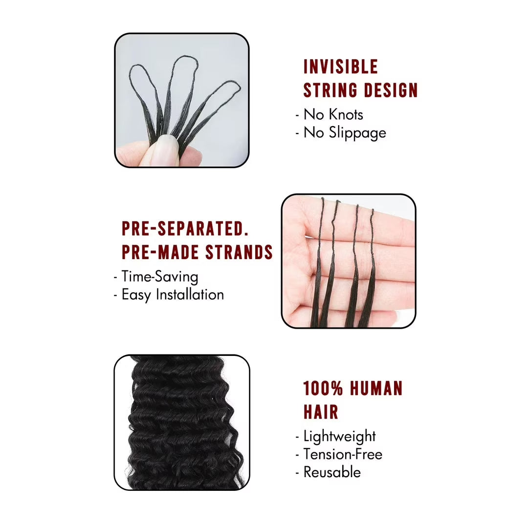 100% Human Hair Crochet Extensions - Burmese Curly with Spiral Ends Boho Braiding Hair (50G/Pack)