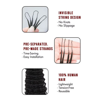 100% Human Hair Crochet Extensions - Burmese Curly with Spiral Ends Boho Braiding Hair (50G/Pack)