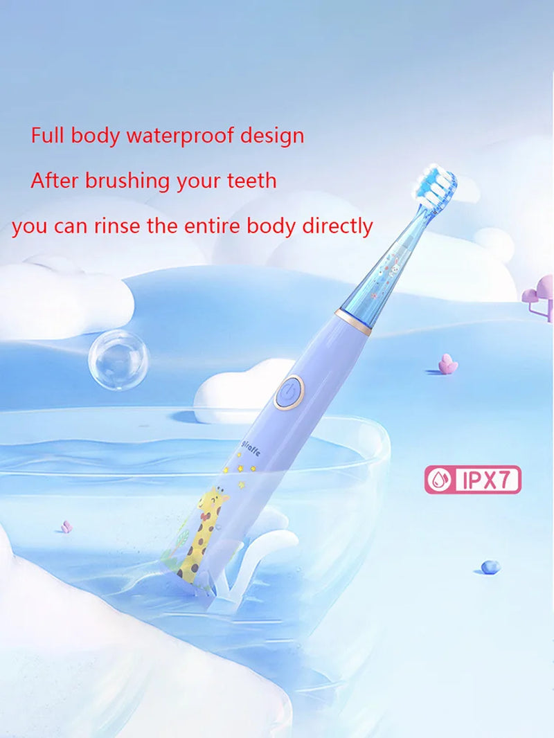 Kids Sonic Electric Toothbrush Cartoon with Colorful LED Light IPX7 Waterproof Overall Clean Teeth Rechargeable Care Toothbrush