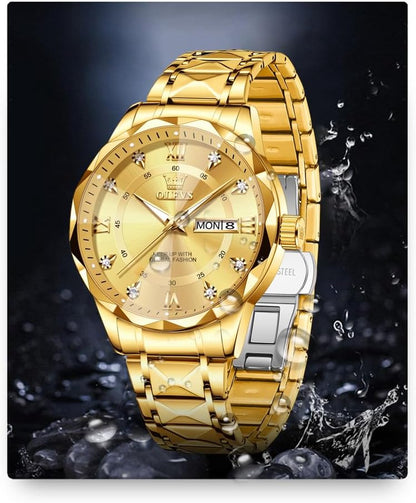 Watches for Men Luxury Diamond Casual Large Dial Watches Stainless Steel Waterproof Business Dress Analog Luminous Date Mens Watches
