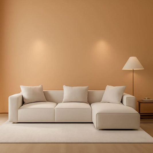 Modular Sectional Sofa Set Linen Cream With Ottoman And Chaise-0