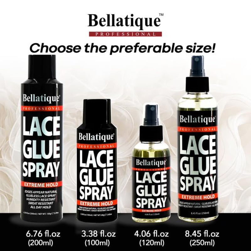 Lace Glue Spray - Extreme Hold. Edges Appear Natural, Humidity Resistant, Sweat Resistant, All Day Hold, Quick Drying, Flake Free, Easily Removed, Quick & Easy. (8 Oz)