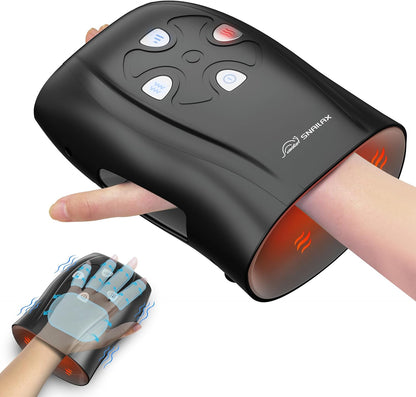 Hand Massager with Heat and Compression, Vibration, Cordless Hand Massager for Arthristis, Carpal Tunnel, Gifts for Women, Men, Mom(Black) | Optional Vibration, 3 Massage Modes, Finger, Palm & Wrist, 90-Min Runtime, 10-Min Auto-Off, Fits Both Hands, Carpal Tunnel