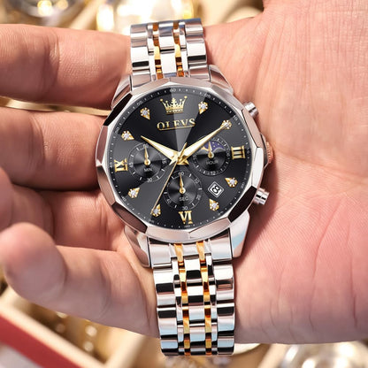 Watches for Men Luxury Diamond Casual Large Dial Watches Stainless Steel Waterproof Business Dress Analog Luminous Date Mens Watches