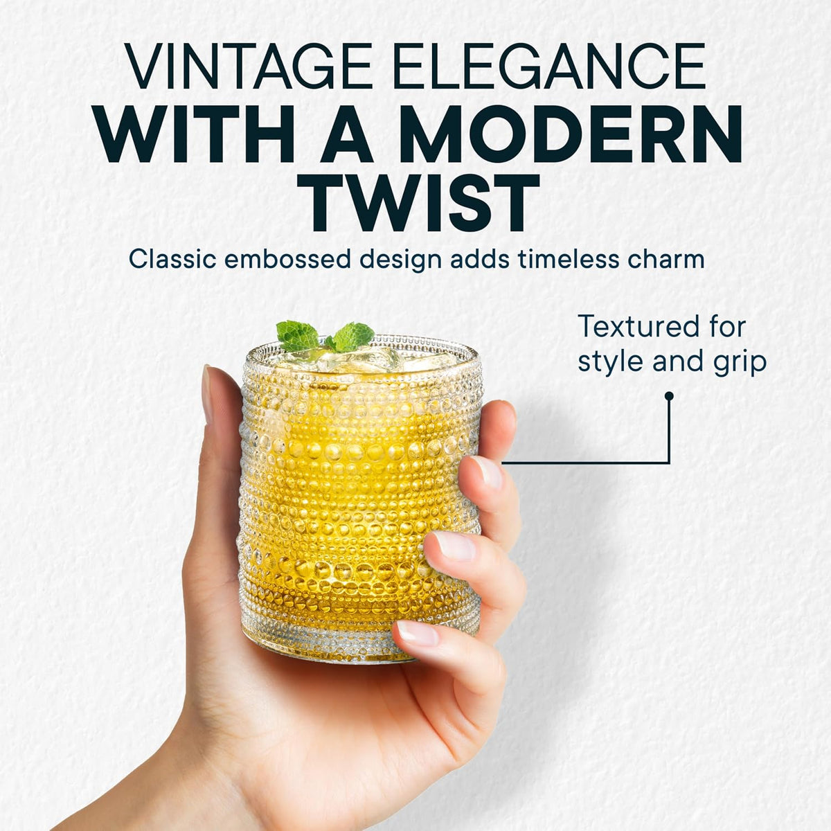 12 Oz Hobnail Drinking Set, Clear | Set of 12