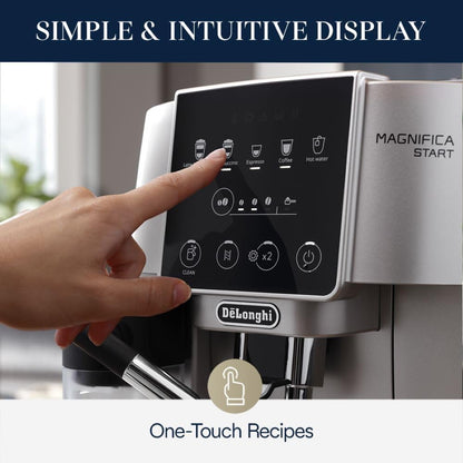 De'Longhi Magnifica Start Automatic Espresso Machine, Milk Frother, Silver | #1 Worldwide Espresso Machine Maker, Hot/Iced, Built-In Grinder, 13 Grind Settings, 5 One Touch Recipes