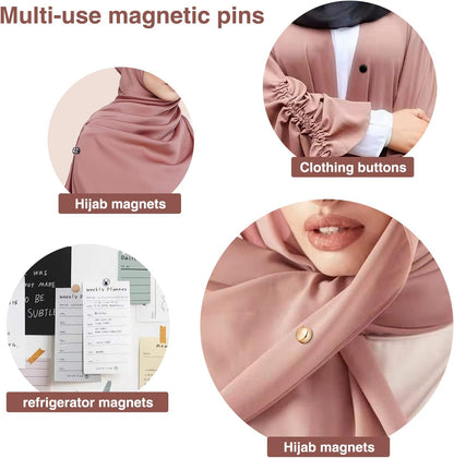 8 Pairs Premium Strong Hijab Magnetic Pins, No-Snag Multi-Use Hijab Magnets, Professional Pinless Magnetic Hijab Pins, Shiny and Matte Style Pack