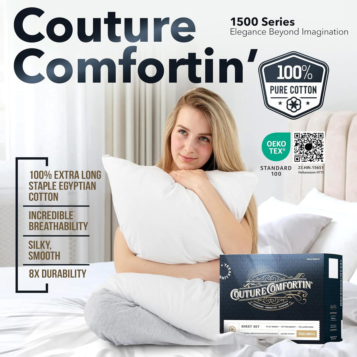 100% Egyptian Cotton Sheets Queen Size - 1500 Series High Thread Count Queen Bed Sheets Set (4 PC, Burgundy), 17" Deep Pocket Luxury Hotel Bedding Set - Couture Comfortin' Collection
