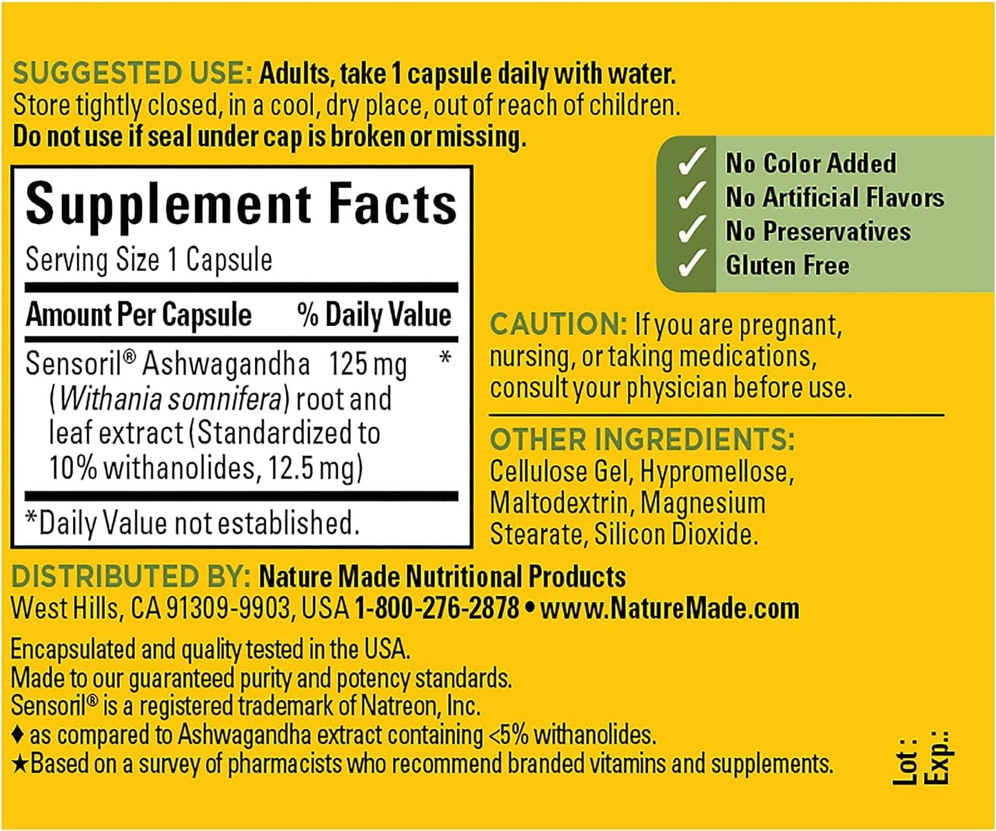 Ashwagandha Capsules 125Mg for Stress Support, 60 Capsules, 60 Day Supply (Pack of 2)