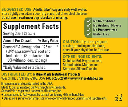 Ashwagandha Capsules 125Mg for Stress Support, 60 Capsules, 60 Day Supply (Pack of 2)