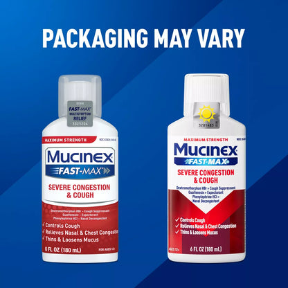 Mucinex Max Strength Severe Congestion & Cough Medicine - Liquid - 6 Fl Oz: Original Flavor, 1 Pack, with Guaifenesin 400Mg