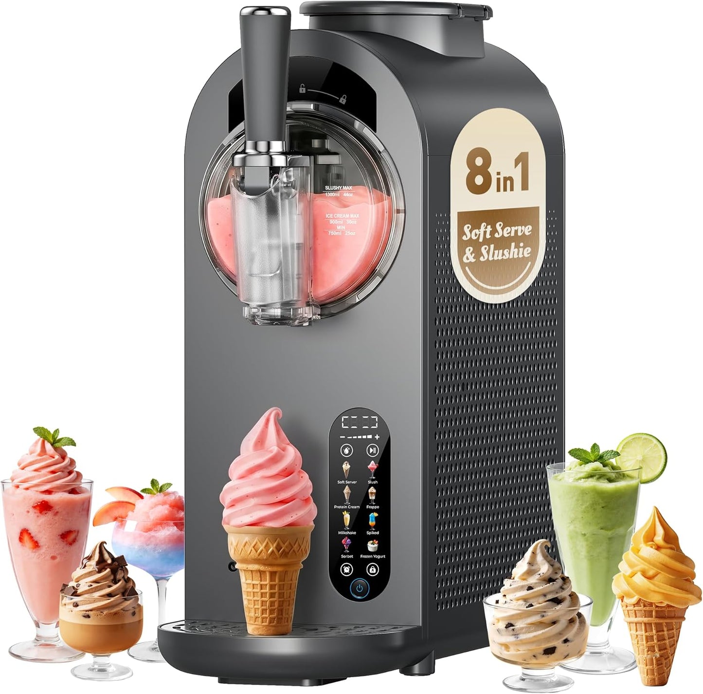 2 in 1 Slushie Machine & Soft Serve Ice Cream Maker Machine