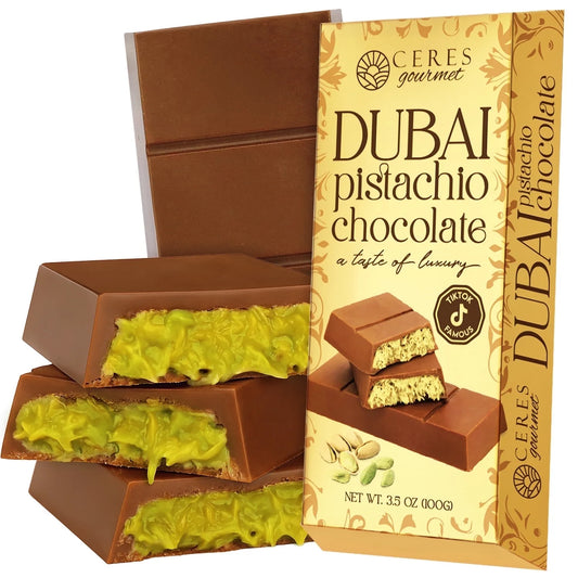 Dubai Chocolate Bar Pistachio with White Chocolate Kunafa 3.5 Oz