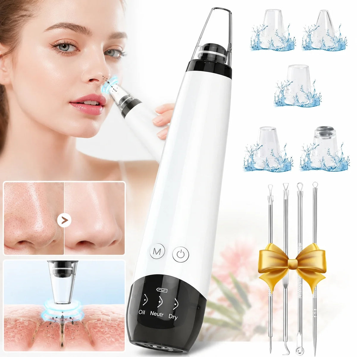 Upgraded Version Blackhead Remover Pore Vacuum Cleaner Pimple Extractor - Facial Pore Cleaner Pore Extractor, USB Rechargeable Blackhead Remover Vacuum with 5 Probes