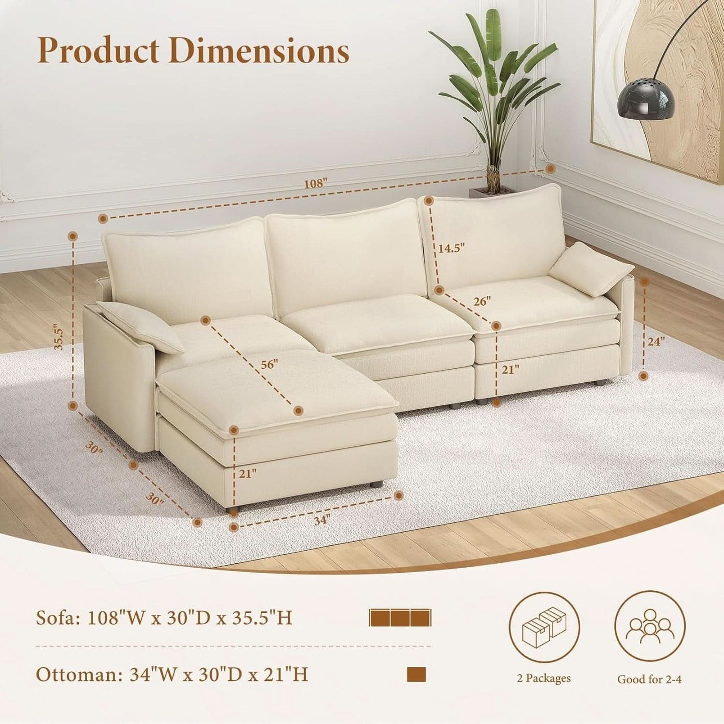 Modular Sectional Sofa with Ottoman