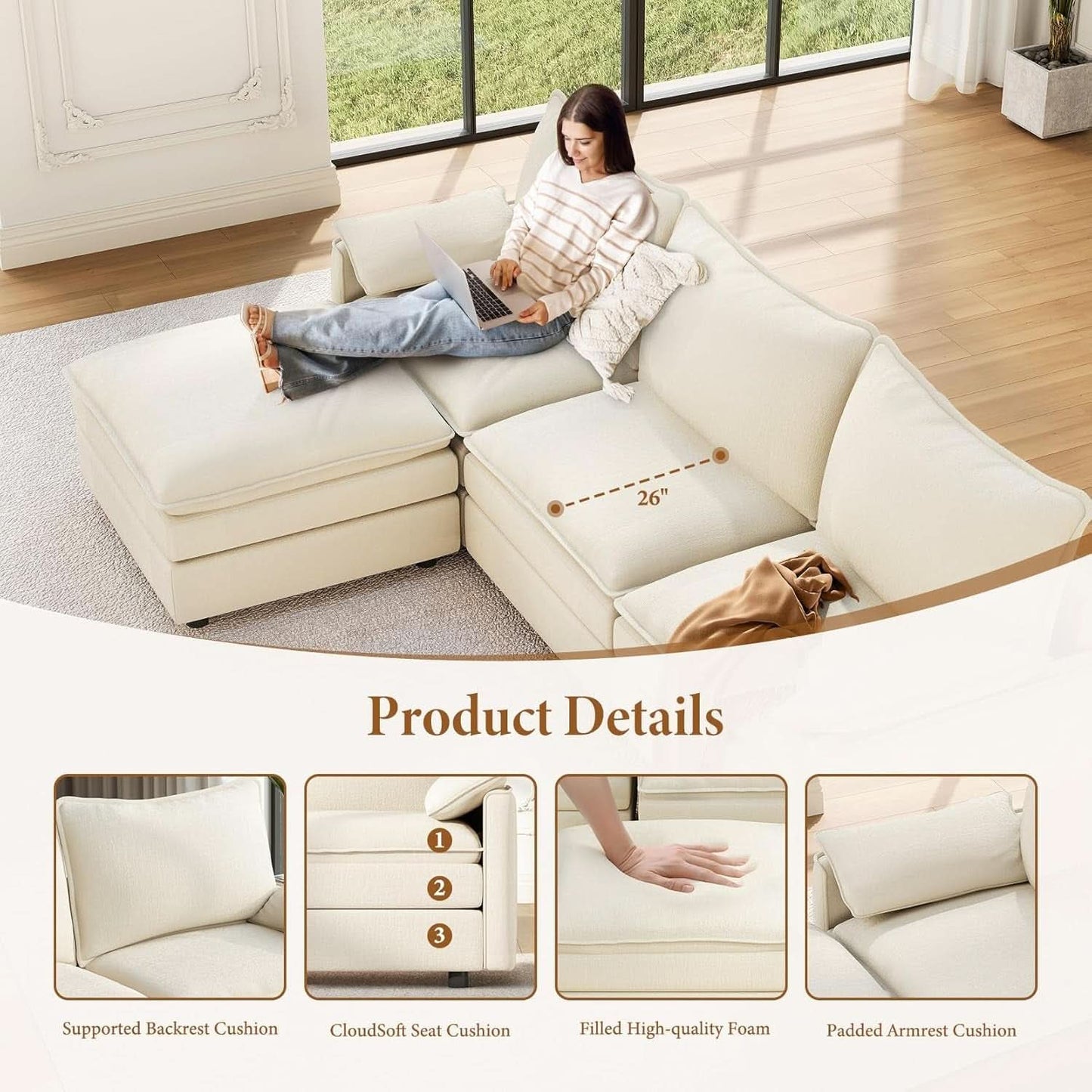 Modular Sectional Sofa with Ottoman