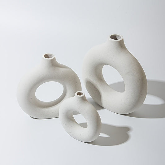 White Ceramic Modern Home Boho Vases - Zayd’s Department Store