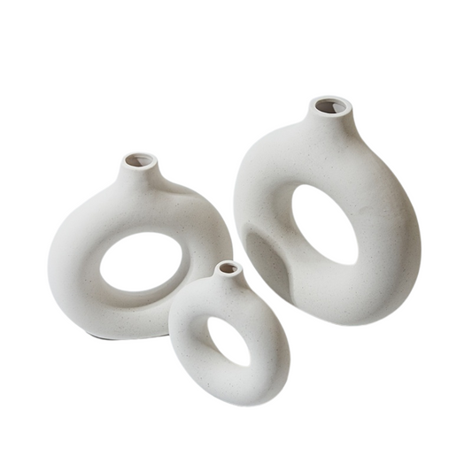 White Ceramic Modern Home Boho Vases - Zayd’s Department Store